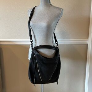 Rebecca Minkoff Black Leather Moto Hobo Purse Bag